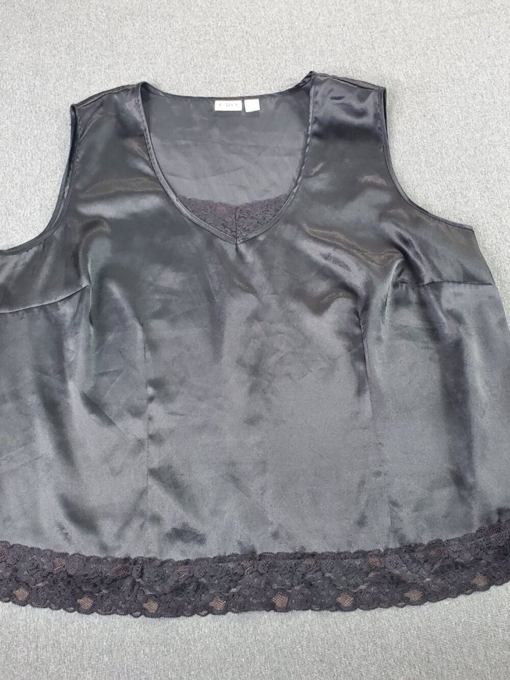 Cato Cami Tank Top Black  Whimsigoth 22/24W Sleeveless Lace Trim Side Slits